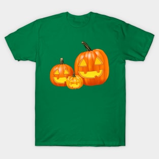 Jack-O-Lantern Trio (Bright Green) T-Shirt